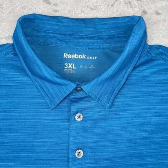Reebok Golf‎ Polo Mens Short Sleeve Heather Blue Golf Shirt Polo Size 3XL EUC - Picture 2 of 7
